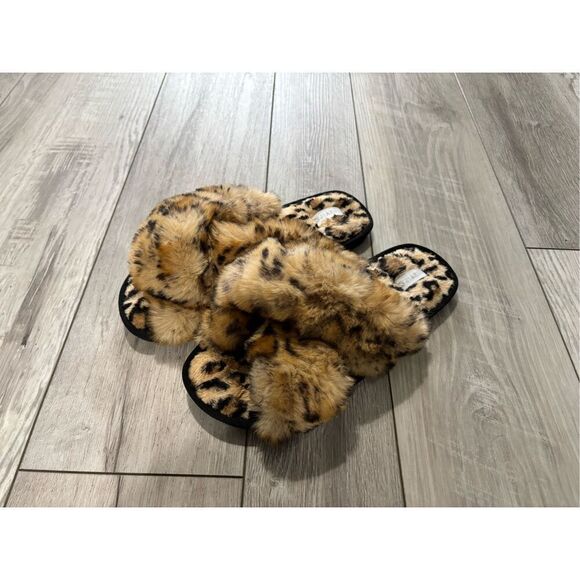 Ladies leopard bougie super fluffy slippers, size XL - Picture 1 of 8